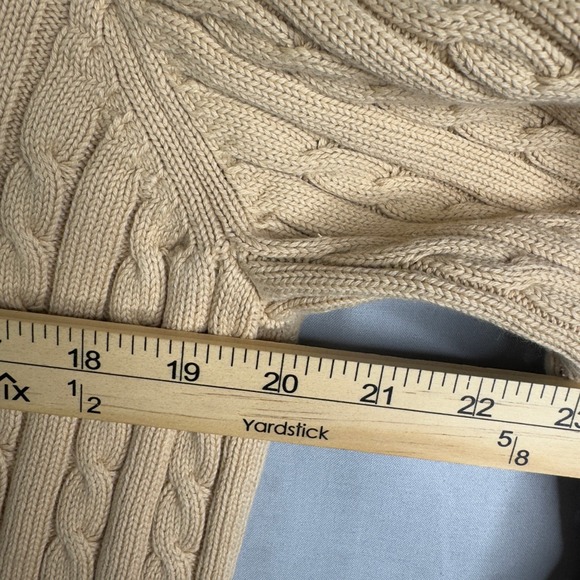 Lauren Ralph Lauren Beige Cable Knit Shawl Collar Cardigan Button Front Cotton‎ - Picture 6 of 7